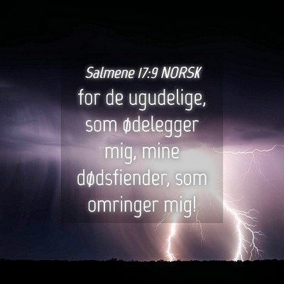 Picture 04 - Salmene 17:9 NORSK - for de ugudelige, som ødelegger mig, mine - Bible Verse Picture