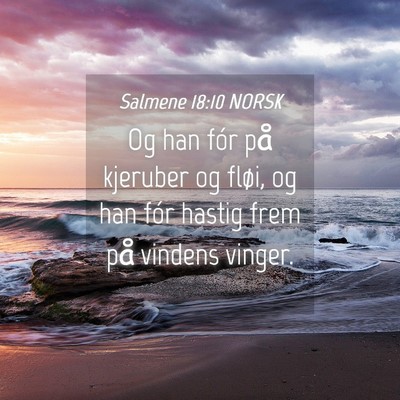 Picture 04 - Salmene 18:10 NORSK - Og han fór på kjeruber og fløi, og han fór - Bible Verse Picture