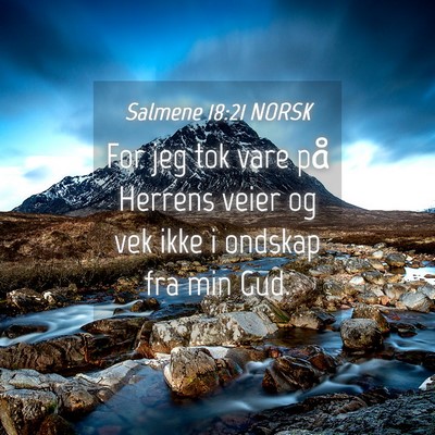 Picture 04 - Salmene 18:21 NORSK - For jeg tok vare på Herrens veier og vek ikke i - Bible Verse Picture