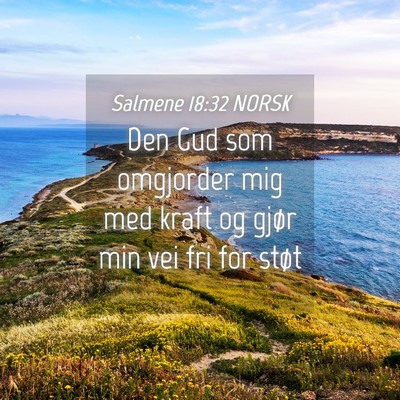 Picture 04 - Salmene 18:32 NORSK - Den Gud som omgjorder mig med kraft og gjør min - Bible Verse Picture