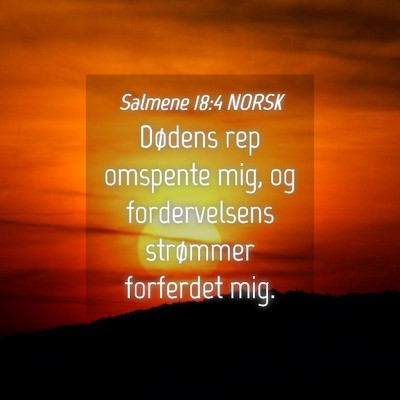 Picture 04 - Salmene 18:4 NORSK - Dødens rep omspente mig, og fordervelsens - Bible Verse Picture