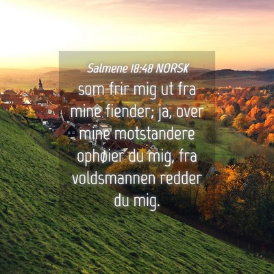 Picture 04 - Salmene 18:48 NORSK - som frir mig ut fra mine fiender; ja, over mine - Bible Verse Picture