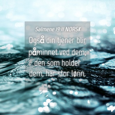 Picture 04 - Salmene 19:11 NORSK - Også din tjener blir påminnet ved dem; den som - Bible Verse Picture