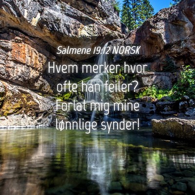 Picture 04 - Salmene 19:12 NORSK - Hvem merker hvor ofte han feiler? Forlat mig mine - Bible Verse Picture