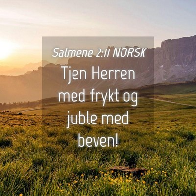 Picture 04 - Salmene 2:11 NORSK - Tjen Herren med frykt og juble med - Bible Verse Picture