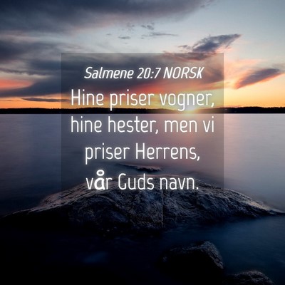 Picture 04 - Salmene 20:7 NORSK - Hine priser vogner, hine hester, men vi priser - Bible Verse Picture