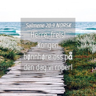 Picture 04 - Salmene 20:9 NORSK - Herre, frels! Kongen bønnhøre oss på den dag - Bible Verse Picture