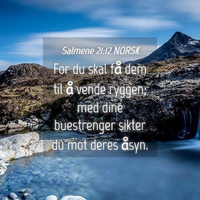 Picture 04 - Salmene 21:12 NORSK - For du skal få dem til å vende ryggen; med dine - Bible Verse Picture