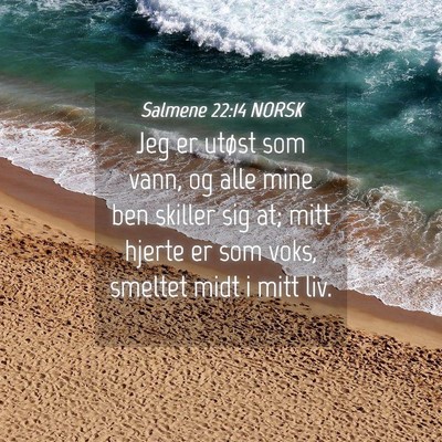Picture 04 - Salmene 22:14 NORSK - Jeg er utøst som vann, og alle mine ben skiller - Bible Verse Picture