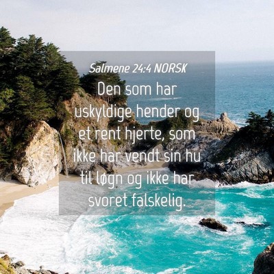 Picture 04 - Salmene 24:4 NORSK - Den som har uskyldige hender og et rent hjerte, - Bible Verse Picture