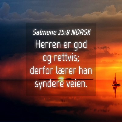 Picture 04 - Salmene 25:8 NORSK - Herren er god og rettvis; derfor lærer han - Bible Verse Picture