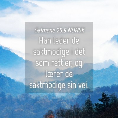 Picture 04 - Salmene 25:9 NORSK - Han leder de saktmodige i det som rett er, og - Bible Verse Picture