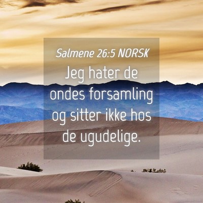 Picture 04 - Salmene 26:5 NORSK - Jeg hater de ondes forsamling og sitter ikke hos - Bible Verse Picture