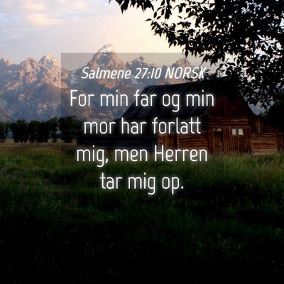 Picture 04 - Salmene 27:10 NORSK - For min far og min mor har forlatt mig, men - Bible Verse Picture
