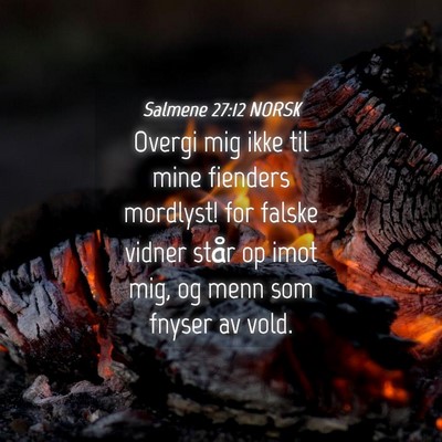 Picture 04 - Salmene 27:12 NORSK - Overgi mig ikke til mine fienders mordlyst! for - Bible Verse Picture