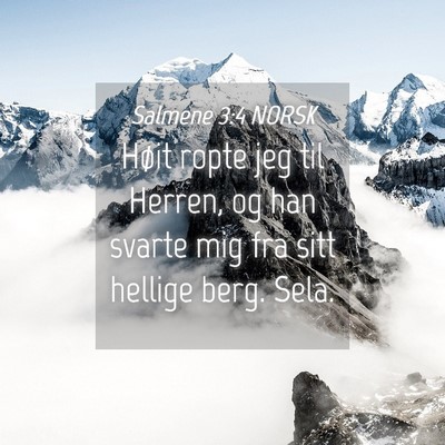 Picture 04 - Salmene 3:4 NORSK - Høit ropte jeg til Herren, og han svarte mig fra - Bible Verse Picture