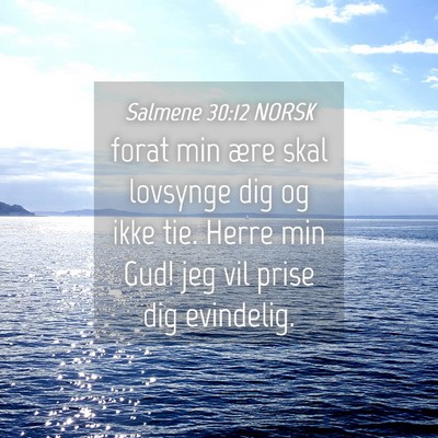Picture 04 - Salmene 30:12 NORSK - forat min ære skal lovsynge dig og ikke tie. - Bible Verse Picture