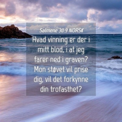 Picture 04 - Salmene 30:9 NORSK - Hvad vinning er der i mitt blod, i at jeg farer - Bible Verse Picture