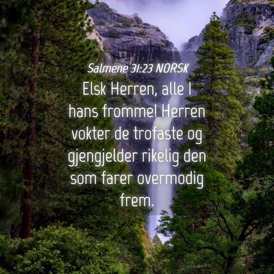 Picture 04 - Salmene 31:23 NORSK - Elsk Herren, alle I hans fromme! Herren vokter de - Bible Verse Picture