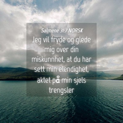 Picture 04 - Salmene 31:7 NORSK - Jeg vil fryde og glede mig over din miskunnhet, - Bible Verse Picture