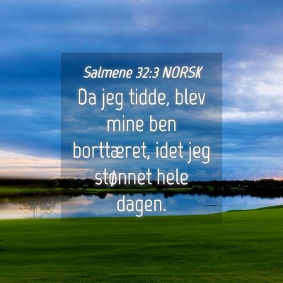 Picture 04 - Salmene 32:3 NORSK - Da jeg tidde, blev mine ben borttæret, idet jeg - Bible Verse Picture