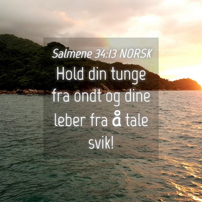 Picture 04 - Salmene 34:13 NORSK - Hold din tunge fra ondt og dine leber fra å tale - Bible Verse Picture