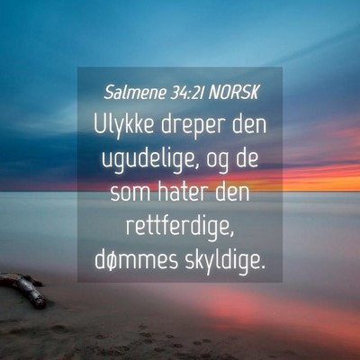Picture 04 - Salmene 34:21 NORSK - Ulykke dreper den ugudelige, og de som hater den - Bible Verse Picture