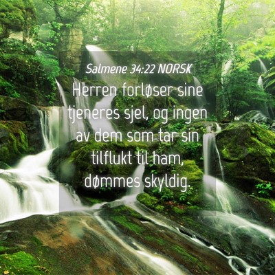 Picture 04 - Salmene 34:22 NORSK - Herren forløser sine tjeneres sjel, og ingen av - Bible Verse Picture