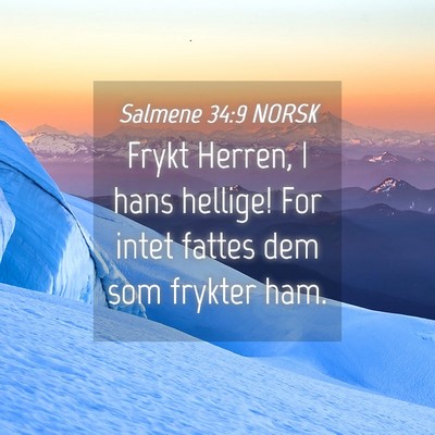 Picture 04 - Salmene 34:9 NORSK - Frykt Herren, I hans hellige! For intet fattes - Bible Verse Picture