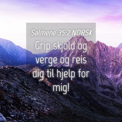 Picture 04 - Salmene 35:2 NORSK - Grip skjold og verge og reis dig til hjelp for - Bible Verse Picture