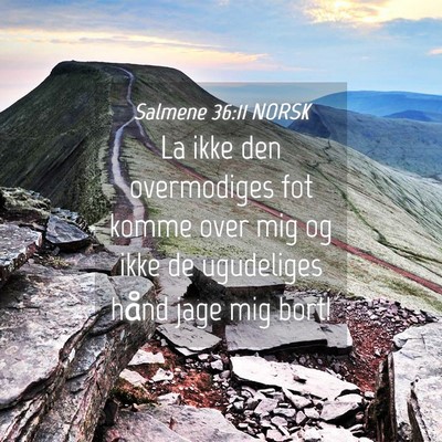 Picture 04 - Salmene 36:11 NORSK - La ikke den overmodiges fot komme over mig og - Bible Verse Picture