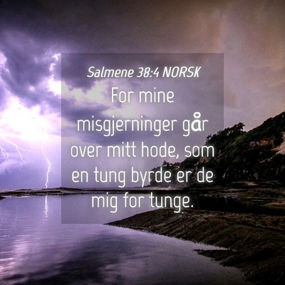 Picture 04 - Salmene 38:4 NORSK - For mine misgjerninger går over mitt hode, som - Bible Verse Picture