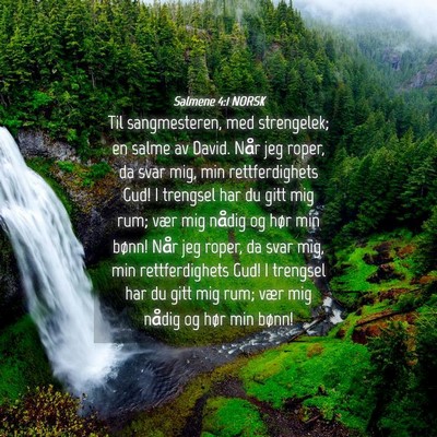 Picture 04 - Salmene 4:1 NORSK - Til sangmesteren, med strengelek; en salme av - Bible Verse Picture