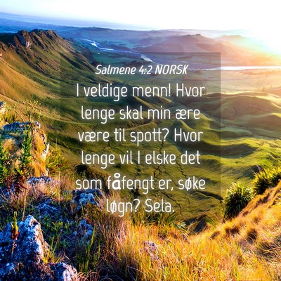 Picture 04 - Salmene 4:2 NORSK - I veldige menn! Hvor lenge skal min ære være - Bible Verse Picture