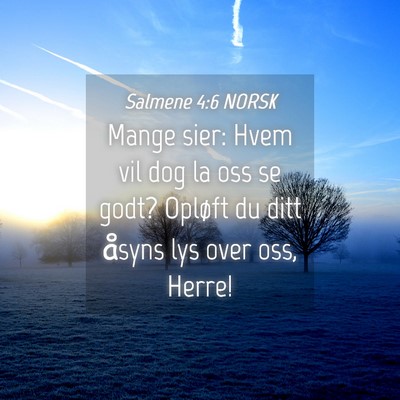 Picture 04 - Salmene 4:6 NORSK - Mange sier: Hvem vil dog la oss se godt? Opløft - Bible Verse Picture