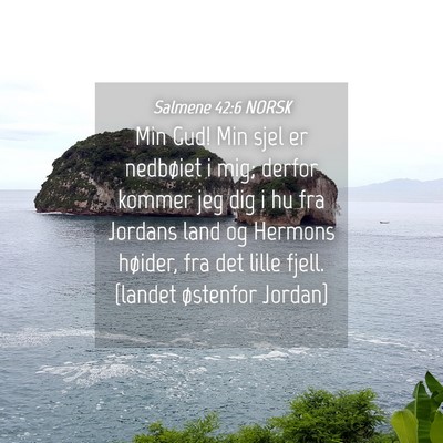 Picture 04 - Salmene 42:6 NORSK - Min Gud! Min sjel er nedbøiet i mig; derfor - Bible Verse Picture
