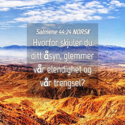 Picture 04 - Salmene 44:24 NORSK - Hvorfor skjuler du ditt åsyn, glemmer vår - Bible Verse Picture