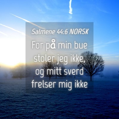 Picture 04 - Salmene 44:6 NORSK - For på min bue stoler jeg ikke, og mitt sverd - Bible Verse Picture