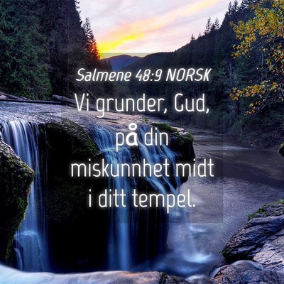 Picture 04 - Salmene 48:9 NORSK - Vi grunder, Gud, på din miskunnhet midt i ditt - Bible Verse Picture