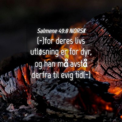 Picture 04 - Salmene 49:8 NORSK - (-)for deres livs utløsning er for dyr, og han - Bible Verse Picture