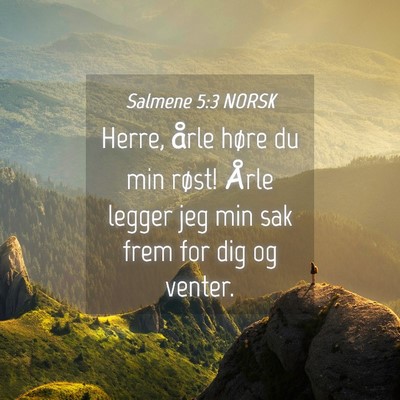 Picture 04 - Salmene 5:3 NORSK - Herre, årle høre du min røst! Årle legger jeg - Bible Verse Picture