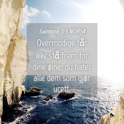 Picture 04 - Salmene 5:5 NORSK - Overmodige får ikke stå frem for dine øine; du - Bible Verse Picture