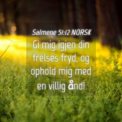 Picture 04 - Salmene 51:12 NORSK - Gi mig igjen din frelses fryd, og ophold mig med - Bible Verse Picture