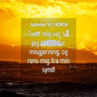 Picture 04 - Salmene 51:2 NORSK - Tvett mig vel, så jeg blir fri for misgjerning, - Bible Verse Picture