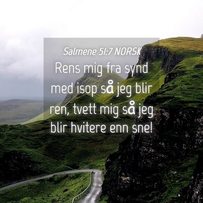 Picture 04 - Salmene 51:7 NORSK - Rens mig fra synd med isop så jeg blir ren, - Bible Verse Picture