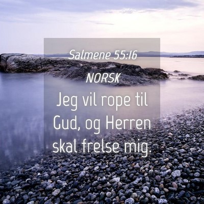 Picture 04 - Salmene 55:16 NORSK - Jeg vil rope til Gud, og Herren skal frelse - Bible Verse Picture