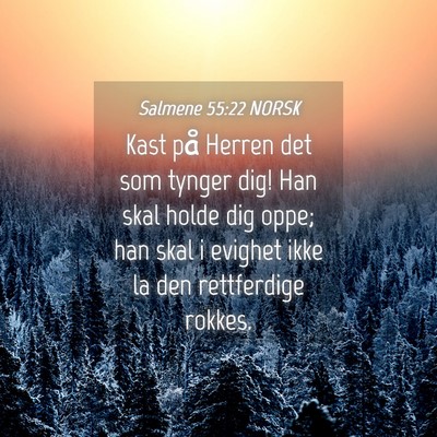 Picture 04 - Salmene 55:22 NORSK - Kast på Herren det som tynger dig! Han skal - Bible Verse Picture