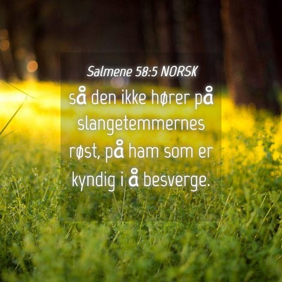 Picture 04 - Salmene 58:5 NORSK - så den ikke hører på slangetemmernes røst, - Bible Verse Picture