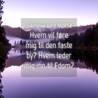 Picture 04 - Salmene 60:9 NORSK - Hvem vil føre mig til den faste by? Hvem leder - Bible Verse Picture