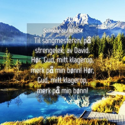 Picture 04 - Salmene 61:1 NORSK - Til sangmesteren, på strengelek; av David. Hør, - Bible Verse Picture